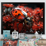 Red Floral Ladybug Metamorphosis - Ladybug Wall Art Prints