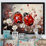 Polka Dot Lady Bug Floral Serenade - Red Ladybug Wall Art