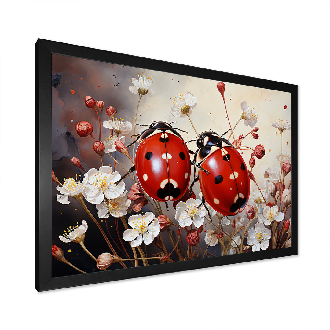 Polka Dot Lady Bug Floral Serenade - Red Ladybug Wall Art