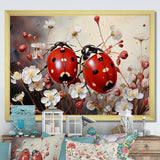 Polka Dot Lady Bug Floral Serenade - Red Ladybug Wall Art