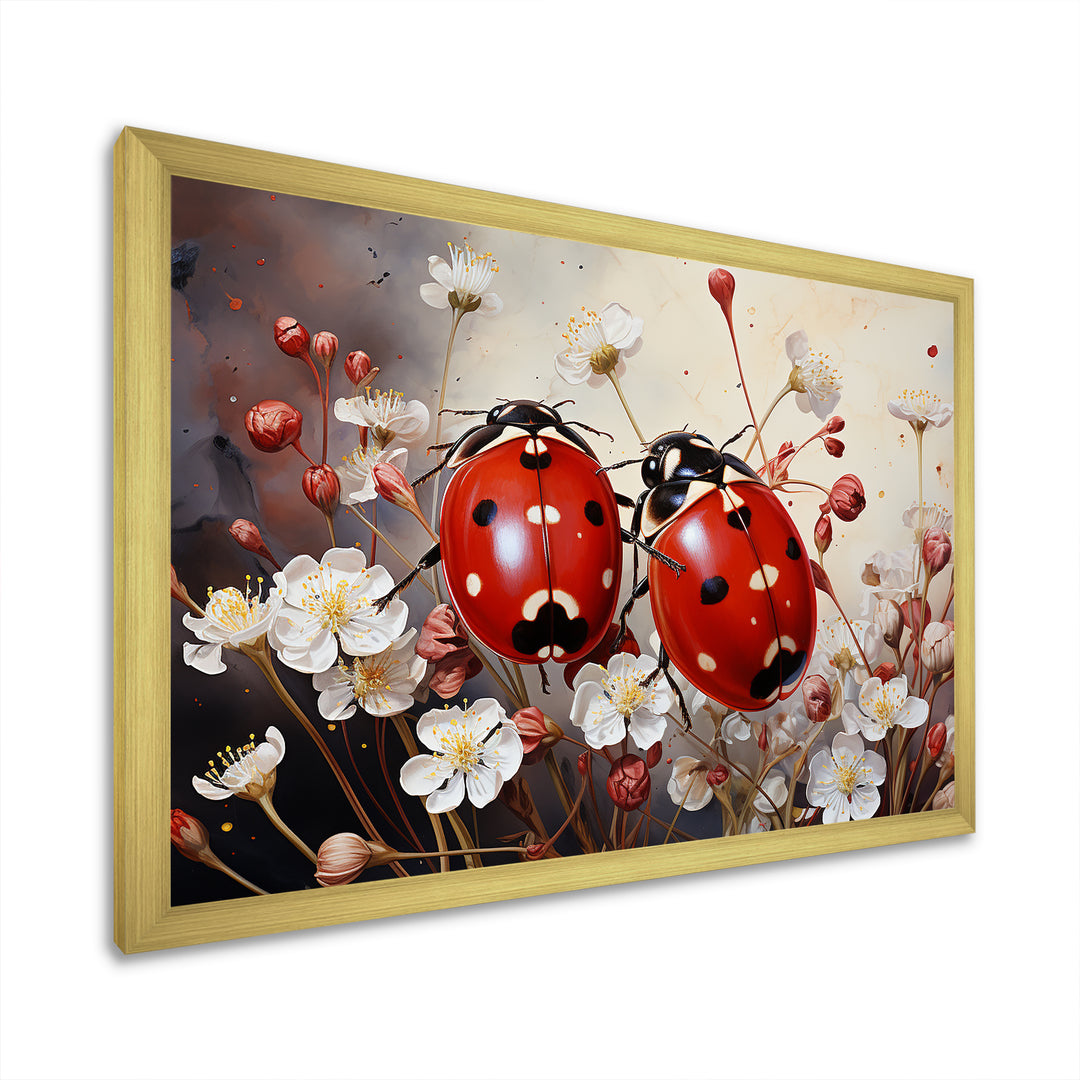 Polka Dot Lady Bug Floral Serenade - Red Ladybug Wall Art
