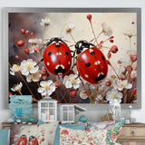 Polka Dot Lady Bug Floral Serenade - Red Ladybug Wall Art