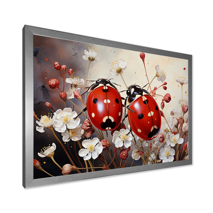 Polka Dot Lady Bug Floral Serenade - Red Ladybug Wall Art