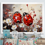 Polka Dot Lady Bug Floral Serenade - Red Ladybug Wall Art