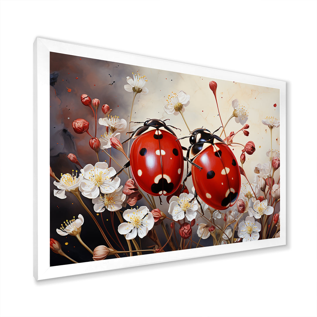 Polka Dot Lady Bug Floral Serenade - Red Ladybug Wall Art