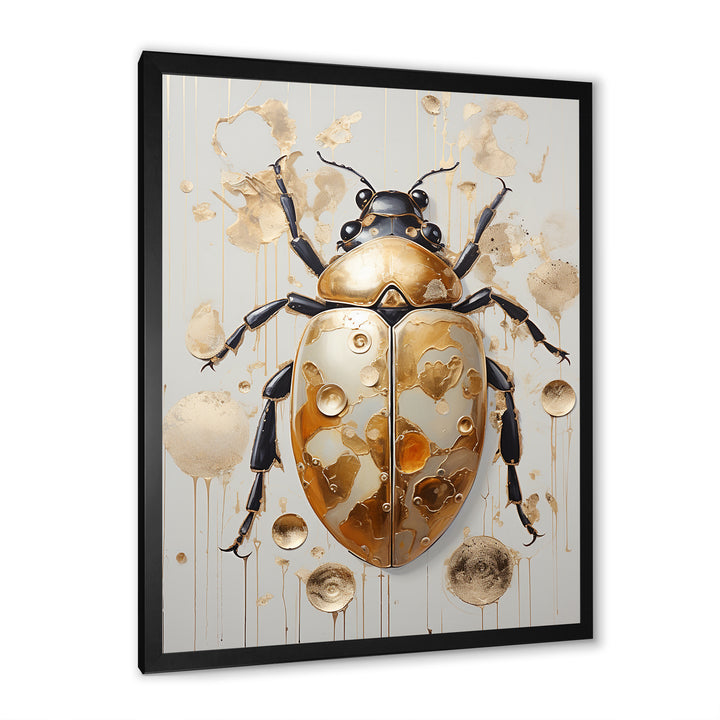 Gold Vintage Minimalism Beetle - Insects &amp; Bugs Bedroom Wall Art