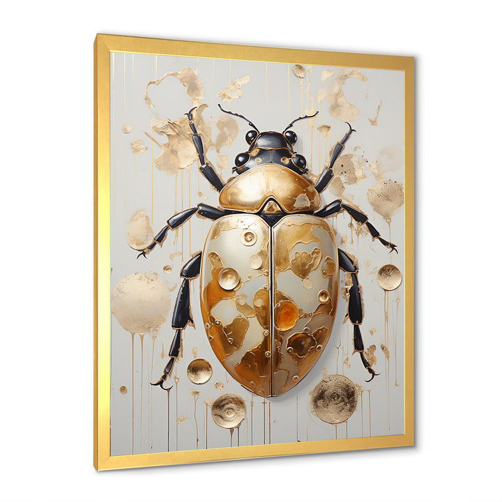 Gold Vintage Minimalism Beetle - Insects &amp; Bugs Bedroom Wall Art