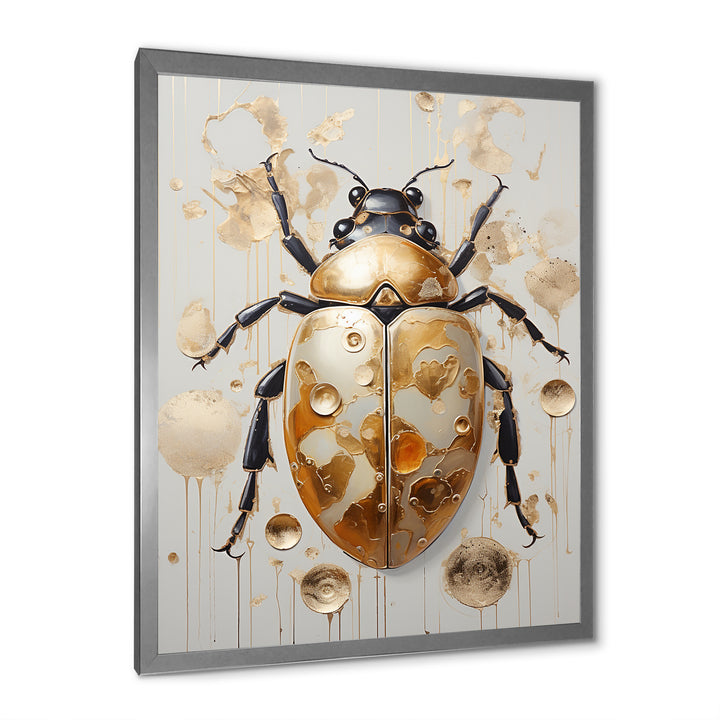 Gold Vintage Minimalism Beetle - Insects &amp; Bugs Bedroom Wall Art