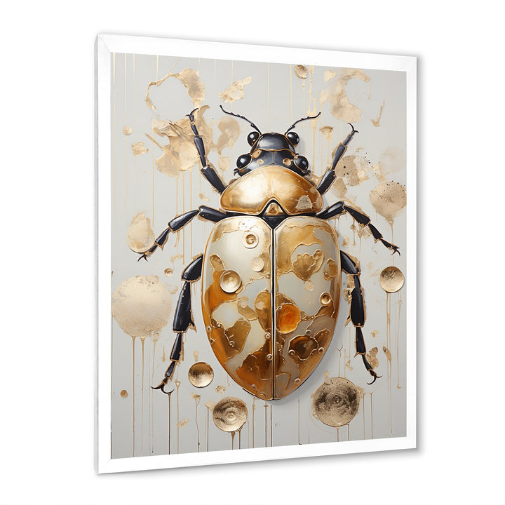 Gold Vintage Minimalism Beetle - Insects &amp; Bugs Bedroom Wall Art