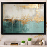 Minimalism Gold And Teal Horizon - Abstract Canvas Wall Art