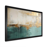 Minimalism Gold And Teal Horizon - Abstract Canvas Wall Art