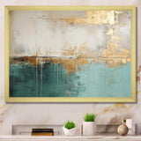 Minimalism Gold And Teal Horizon - Abstract Canvas Wall Art