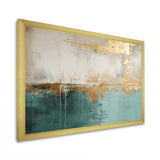 Minimalism Gold And Teal Horizon - Abstract Canvas Wall Art