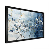 Blue And Grey Leave On Branch I - Floral Canvas Wall Art