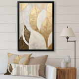 Gold Minimalism Leaves Collage III - Floral Canvas Wall Art