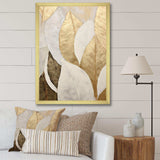 Gold Minimalism Leaves Collage III - Floral Canvas Wall Art