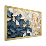 Beige And Blue Minimalism Leaves Collage - Floral Canvas Wall Art