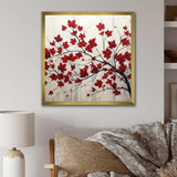 Red Leaves Scarlet Simplicity - Floral Canvas Wall Art