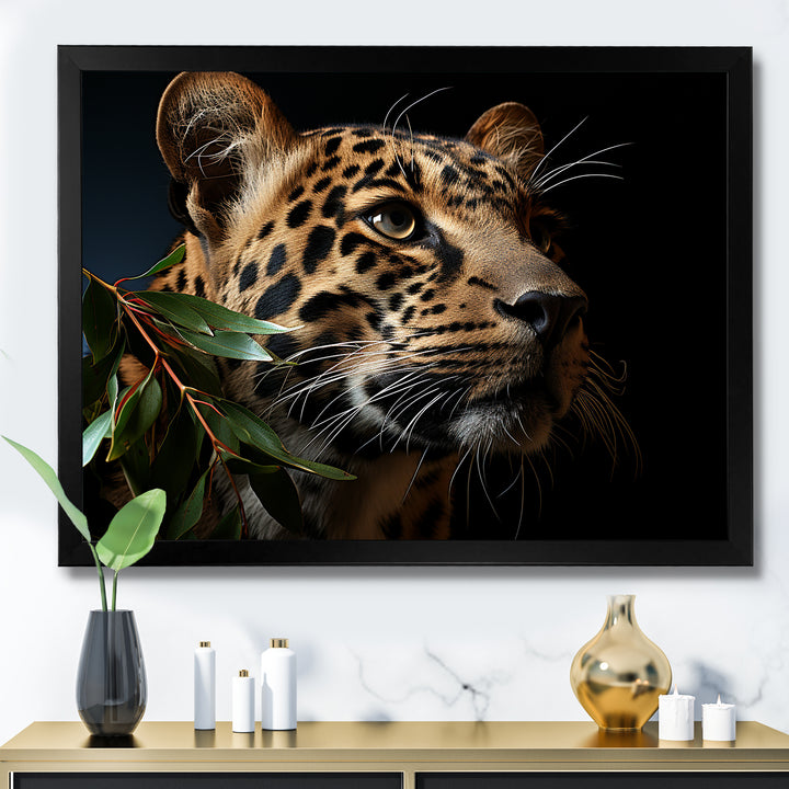 Leopard Glimpse Of Shadows - Black Leopard Wall Art