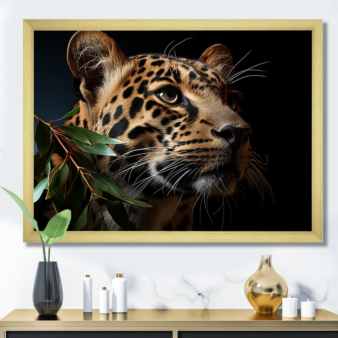 Leopard Glimpse Of Shadows - Black Leopard Wall Art