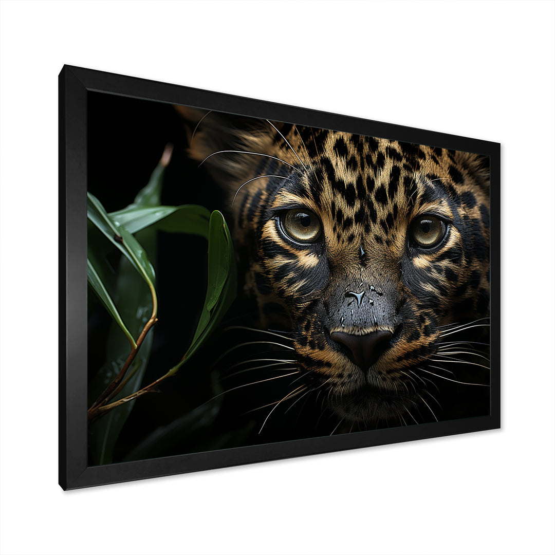 Candid Jungle Captivation Leopard - Leopard Framed Canvas Art