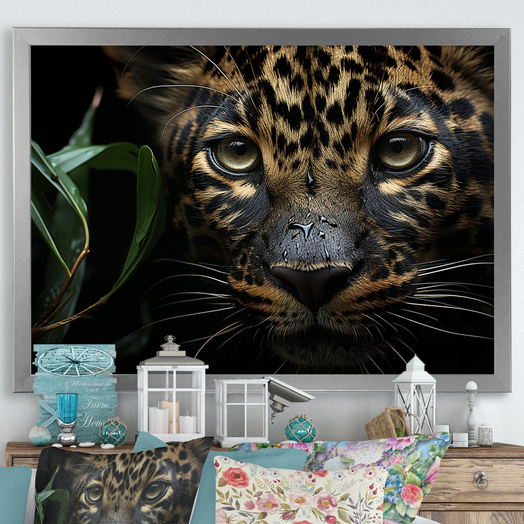 Candid Jungle Captivation Leopard - Leopard Framed Canvas Art