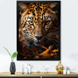 Leopard Golden Stalker Portrait Gaze - Leopard Living Room Wall Art