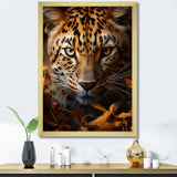 Leopard Golden Stalker Portrait Gaze - Leopard Living Room Wall Art