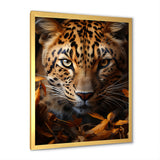 Leopard Golden Stalker Portrait Gaze - Leopard Living Room Wall Art