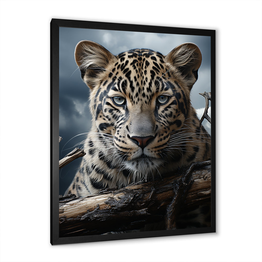 Monochrome Majesty Leopard In The Wild - Beige Leopard Wall Art