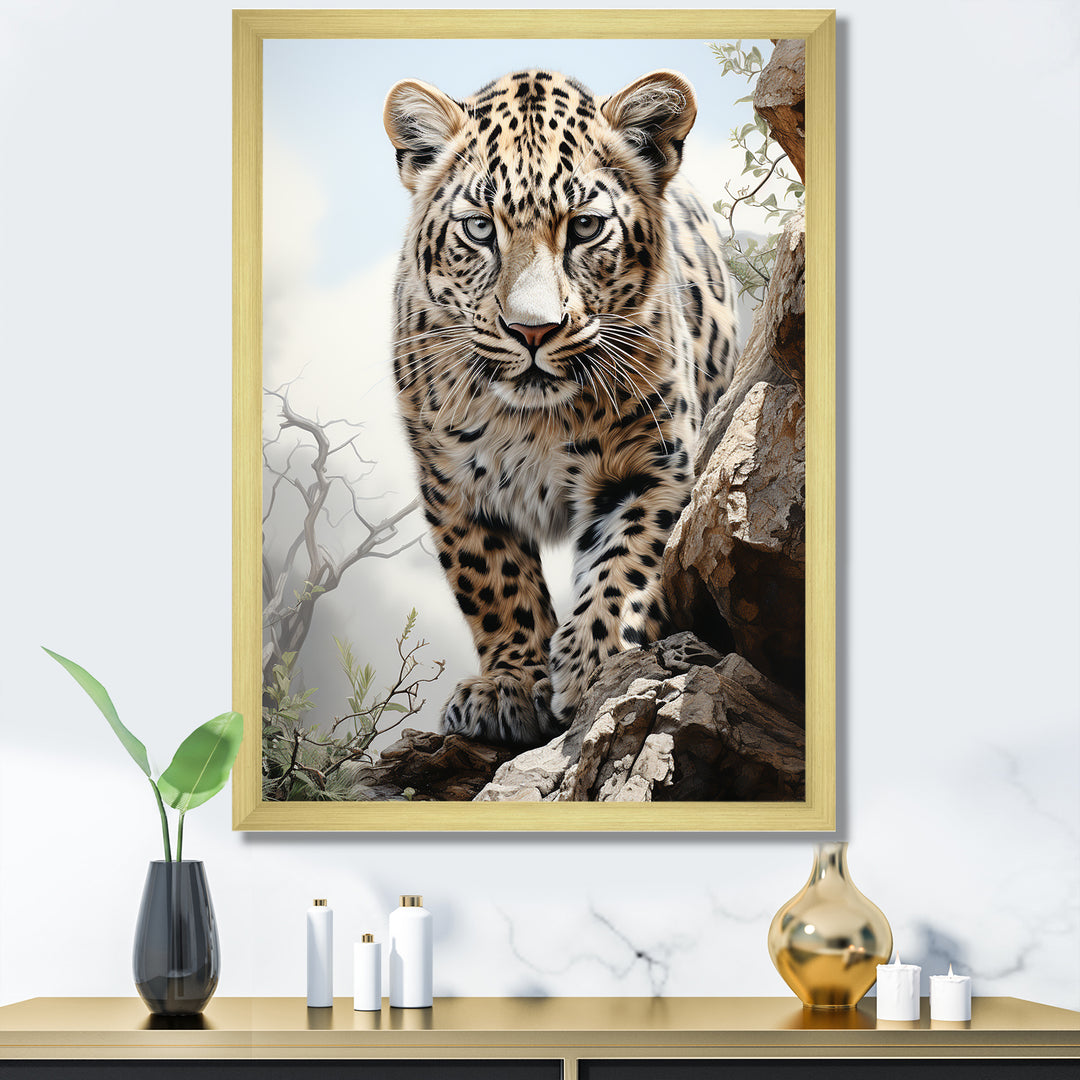 Majesty Leopard Gaze Of The Wild - Beige Leopard Wall Art