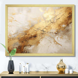 Beige And Gold Marble Lightning I - Abstract Canvas Wall Art