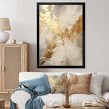 Beige And Gold Marble Lightning III - Abstract Canvas Wall Art