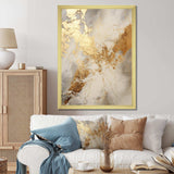 Beige And Gold Marble Lightning III - Abstract Canvas Wall Art