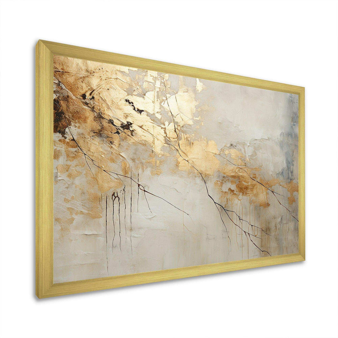 Beige And Gold Marble Lightning VI - Abstract Canvas Wall Art