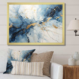 White And Blue Thunderstorm Marble - Landscapes Canvas Wall Art