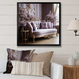 Lilac Couch Adorned With Gilded Accents I - Floral Canvas Wall Art