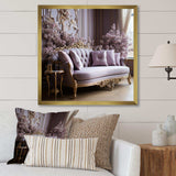 Lilac Couch Adorned With Gilded Accents I - Floral Canvas Wall Art