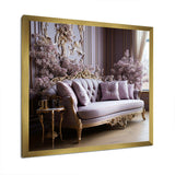 Lilac Couch Adorned With Gilded Accents I - Floral Canvas Wall Art