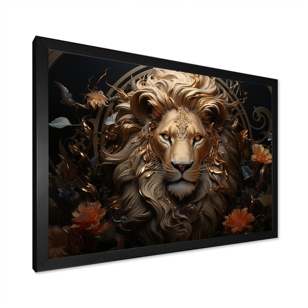 Radiant Luminous Bronze Lion - Lion Wall Art Prints