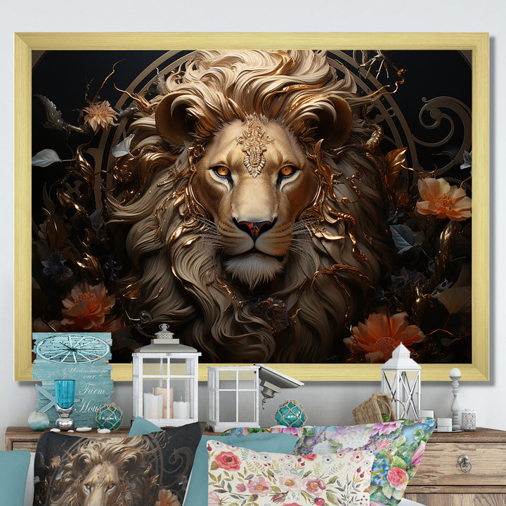 Radiant Luminous Bronze Lion - Lion Wall Art Prints
