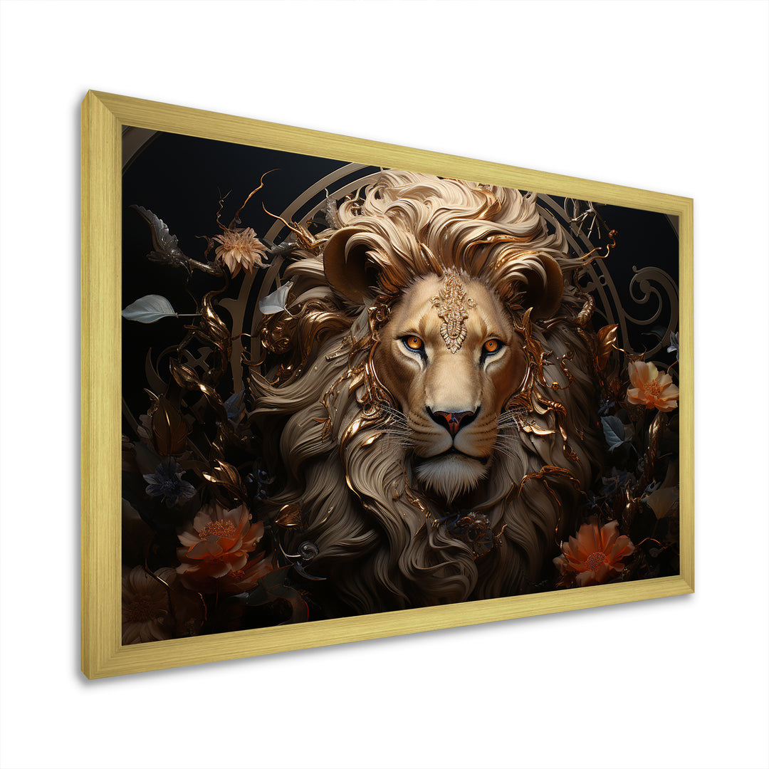 Radiant Luminous Bronze Lion - Lion Wall Art Prints