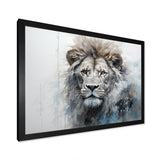 Grey And Blue Savannah Royalty Lion - Lion Large Canvas Wall Art