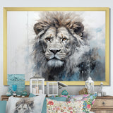 Grey And Blue Savannah Royalty Lion - Lion Large Canvas Wall Art