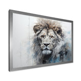Grey And Blue Savannah Royalty Lion - Lion Large Canvas Wall Art