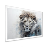 Grey And Blue Savannah Royalty Lion - Lion Large Canvas Wall Art