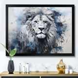 Grey And Blue Savannah Royalty Lion II - Animals Canvas Wall Art