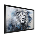 Grey And Blue Savannah Royalty Lion II - Animals Canvas Wall Art