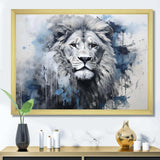 Grey And Blue Savannah Royalty Lion II - Animals Canvas Wall Art