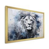 Grey And Blue Savannah Royalty Lion II - Animals Canvas Wall Art